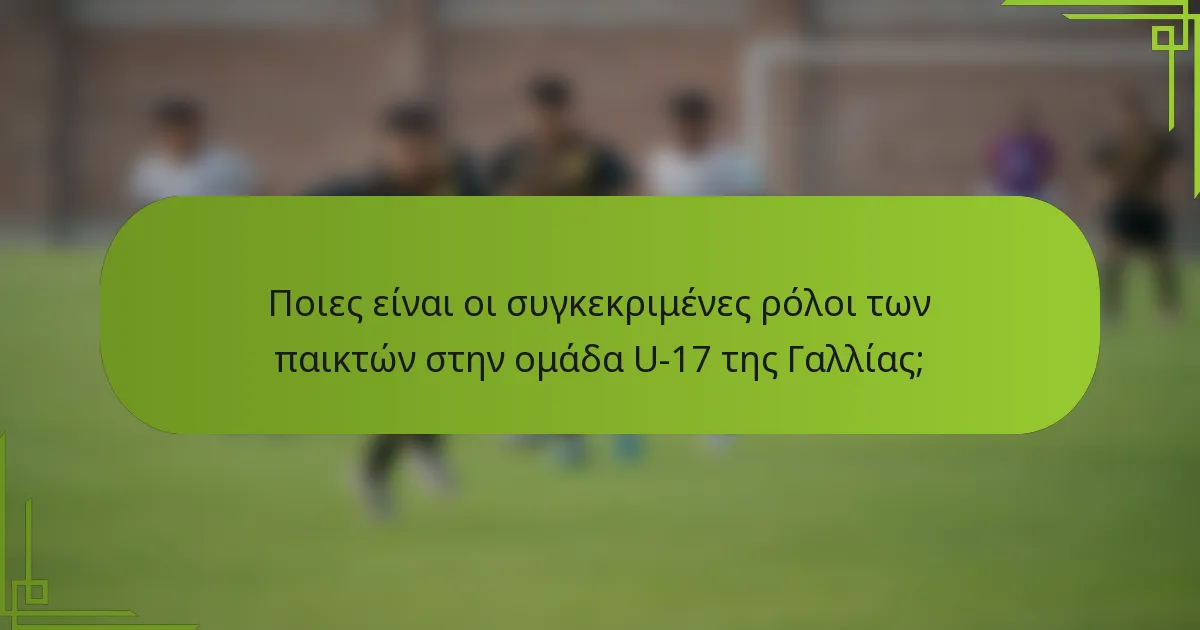 Ποιες είναι οι συγκεκριμένες ρόλοι των παικτών στην ομάδα U-17 της Γαλλίας;